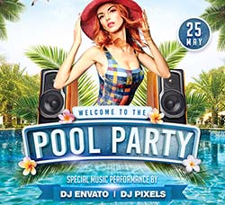 泳池派对海报/传单PSD模板：Pool Party
